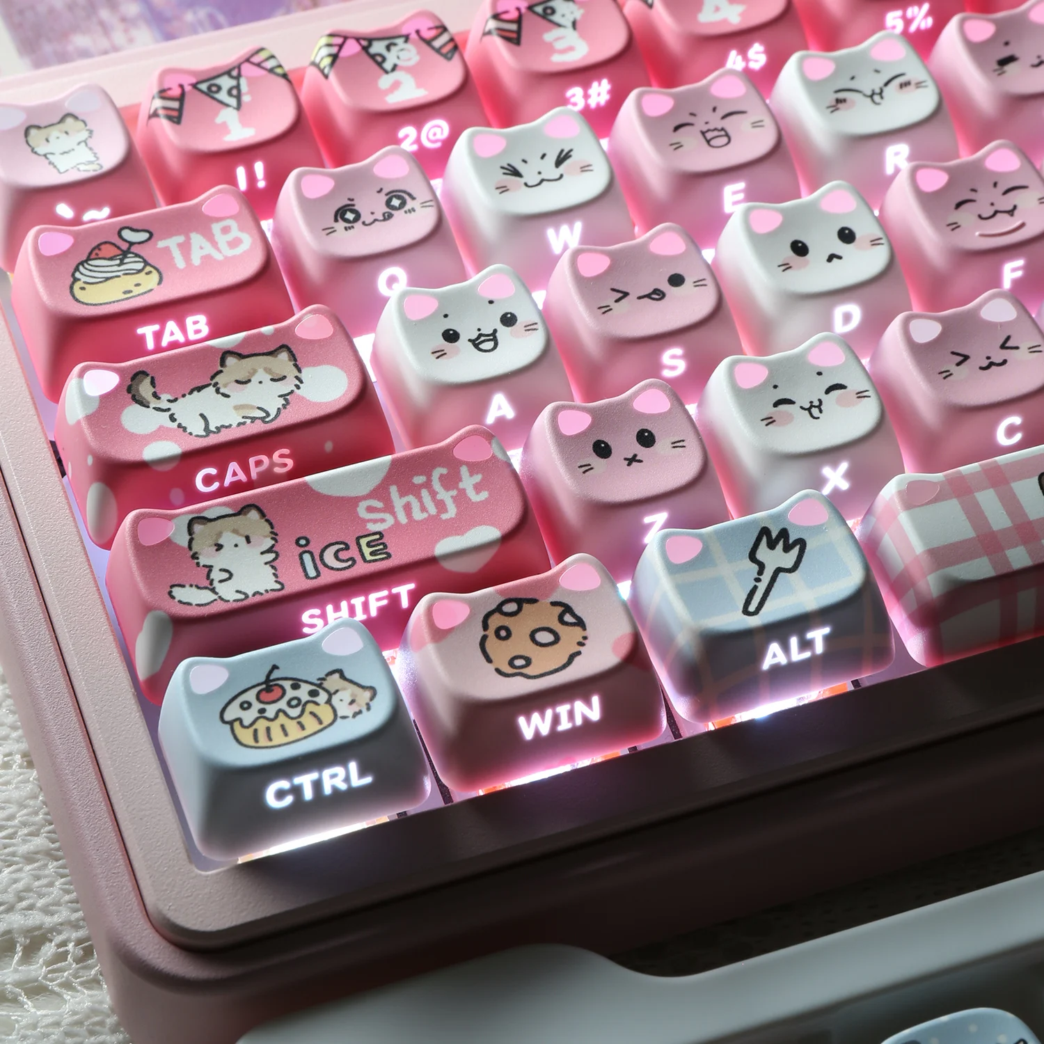Ragdoll Cat Keycaps 체리 MX 61 68 104 기계식 키보드 키티 고양이 141/120/119 키 캡용 귀여운 MAO 프로필