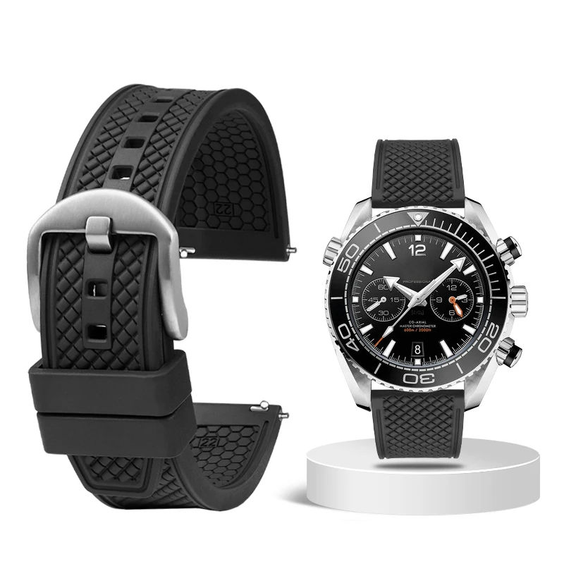 Universal Men's Silicone Dive Watch Strap – Fashionable Waffle Design in 20mm and 22mm Options