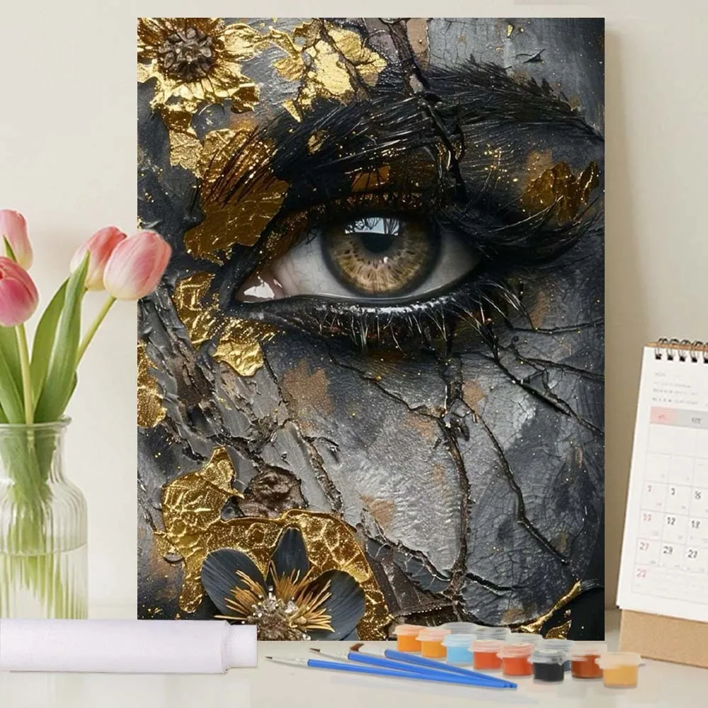 Painting By Numbers Adults Decorative Paintings Artwork Arts Crafts Canvas Paint Kit Number Drawing Gift Diy Eyes Picture