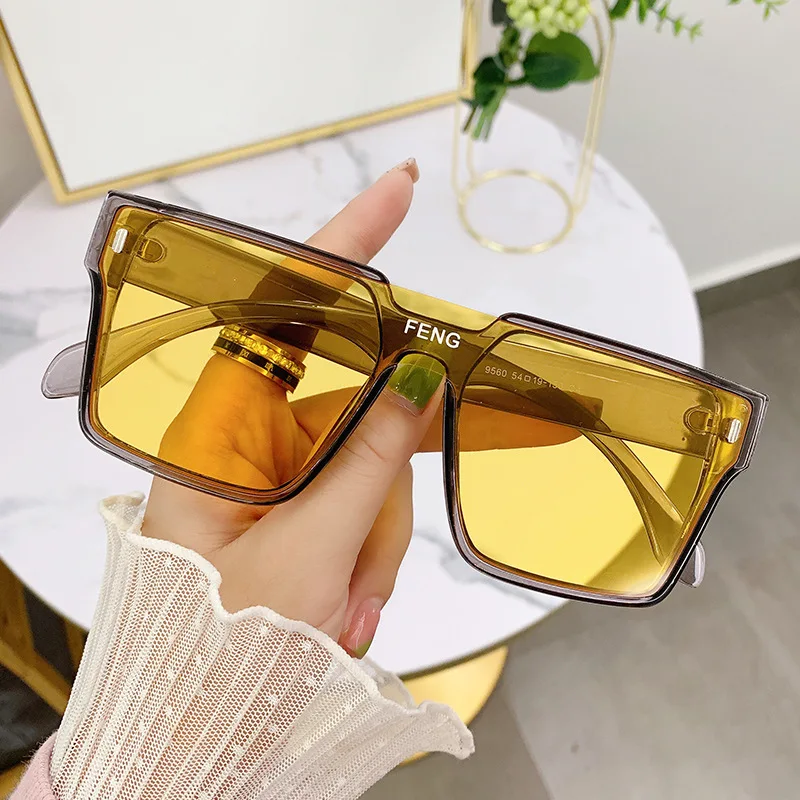 2023 Fashion Oversized Square One-piece Sunglasses Women Retro Mirror Lens Eyewear Shades UV400 Men Punk Sun Glasses