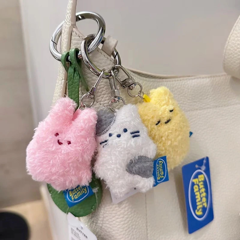 

7cm Butter Rabbit Cut Plush Keychain Anime Plush Toy Stuffed Animals Soft Plush Children Gifts Bag Pendant Accessories