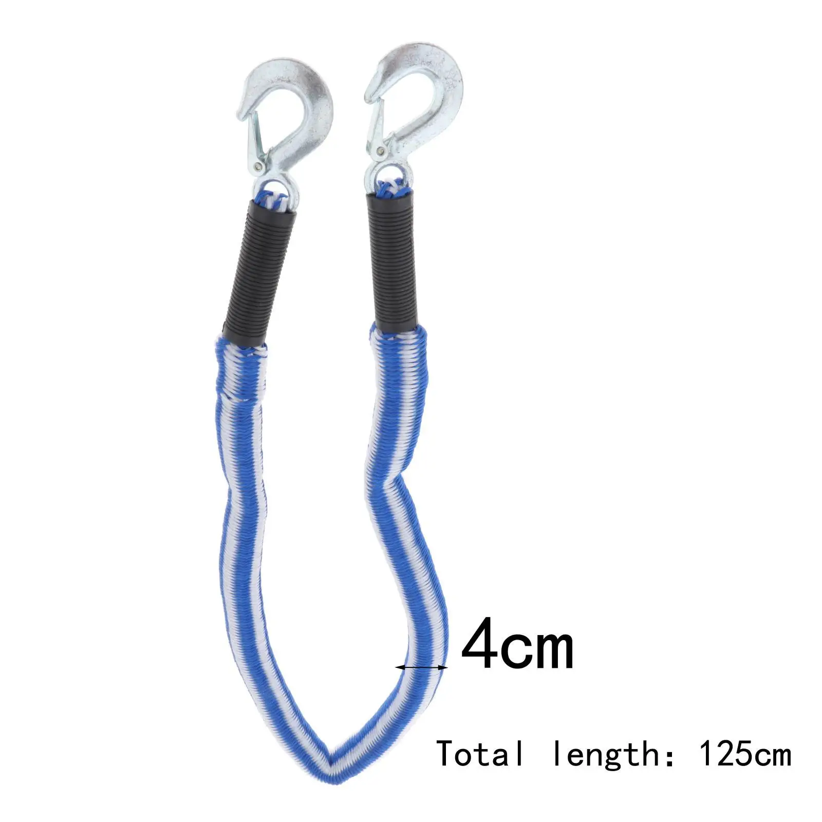 1 Ton Car Towing Rope Recovery Tow Strap with Hooks 125x4cm Strengthened Accessory