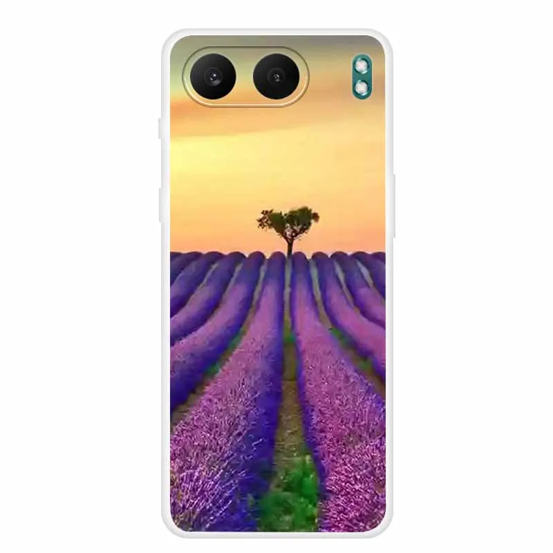 Clear Silicone Case with Landscape Flower Design - Soft TPU Back Cover