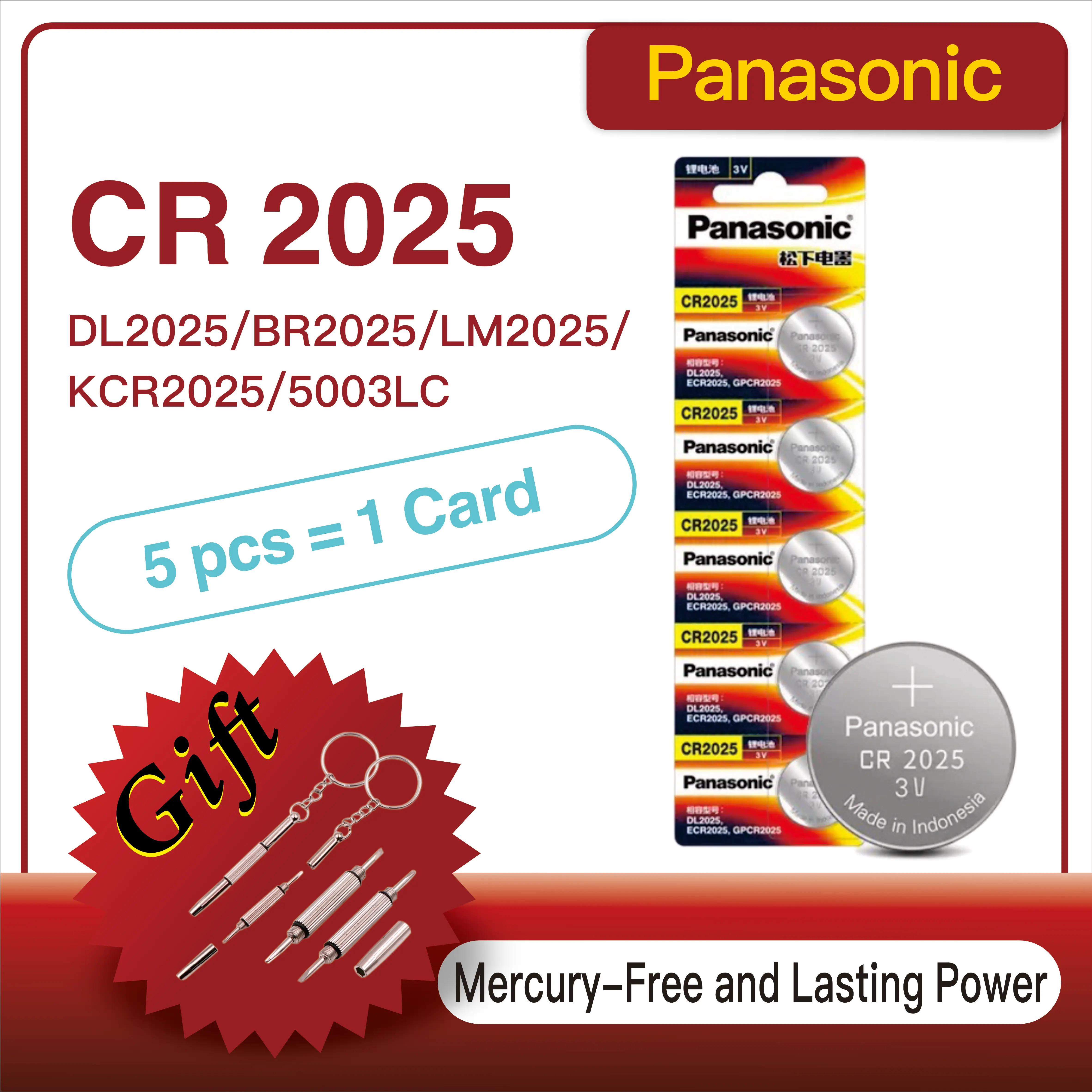 

5-60PCS Original Panasonic CR2025 3V ECR2025 Lithium Battery For Car Remote Control Watch Motherboard Scale Button Coin Cells