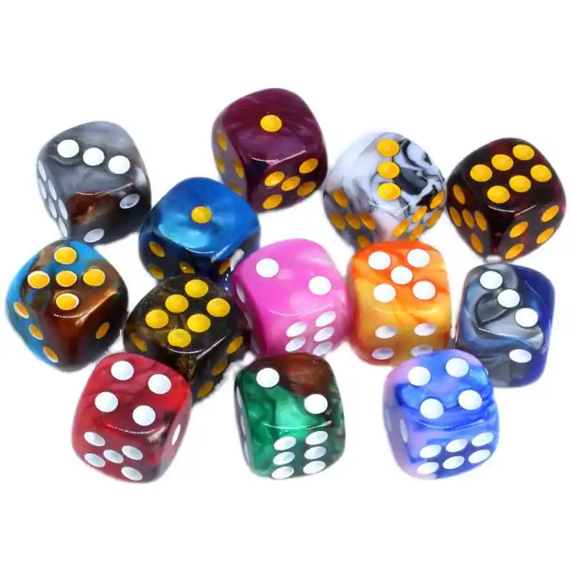 D6 Dice Set 10pcs/lot Round Corner 6-Sided 16mm Acrylic Dice for DND RPG Entertainment Party Roleplaying Table Board Games