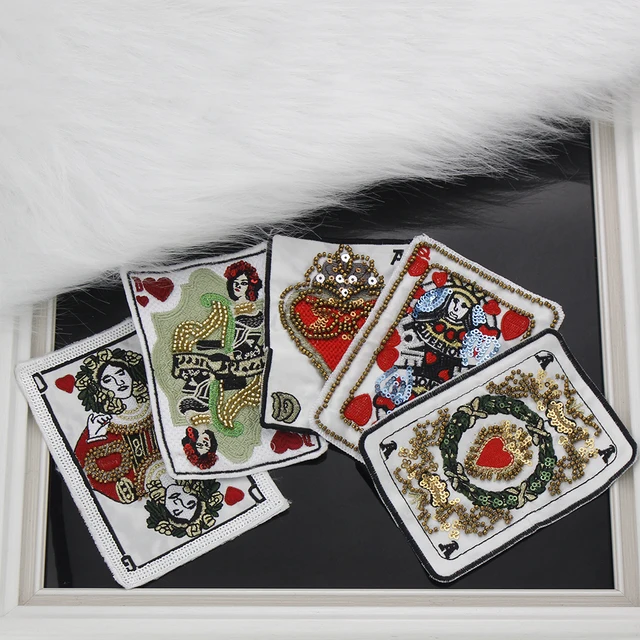 Playing Cards Spades Poker Love Heart Patches Iron on Clothing Gaming  Embroidered Appliques for Jeans Hats Bags Jackets - AliExpress