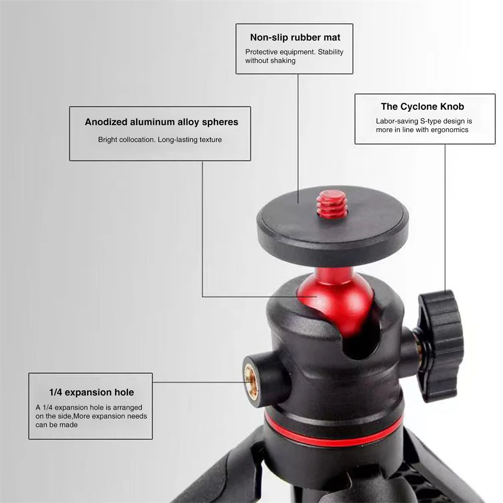 New 276mm DSLR SLR Phone Tripod w 360 Ballhead Cold Shoe Phone Mount for Mic Led Light Mini Tripod for Iphone 15 14 13 12 Sony