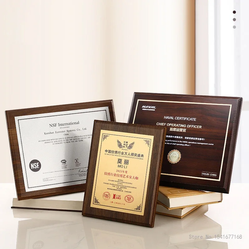 Customized Metal Aluminum Sheet, Gold and Silver Medal Honor, Production Plaque, Home Decoration, Wooden Certificate Trophy, 1Pc