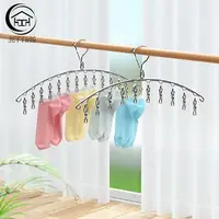6-20Pegs Stainless Steel Clothes Drying Hanger Windproof Clothing Rack Clips Sock Laundry Airer Hanger Underwear Socks Holder 1