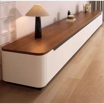 Mobile TV in Legno Massello per Casa, Stile Moderno e Semplice, per Soggiorno, Appartamento Piccolo, Stile Antico, Mobile TV da Terra, Tavolino da Caffè