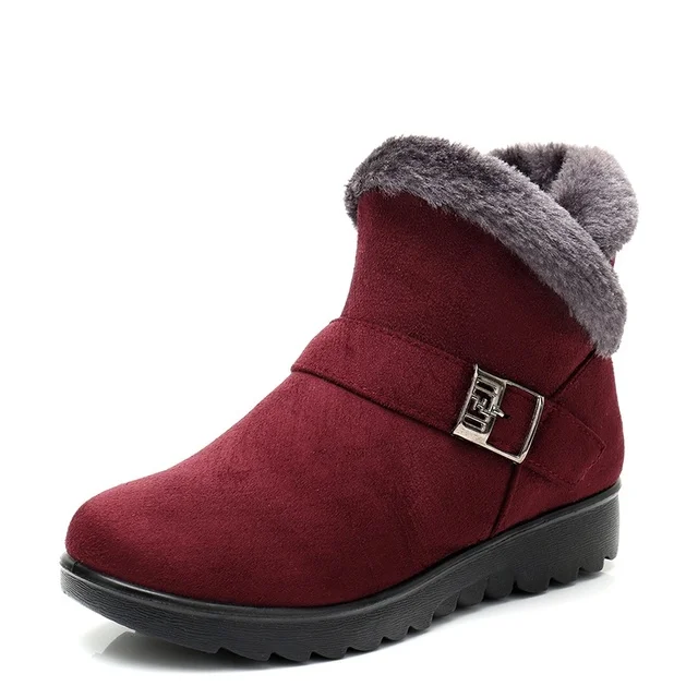 Winter Snow Boots Women 2021 Thick Plush Warm Ankle Boots Women Zipper Soft Comfortable Outdoor Ankle Boots Mother Cotton Shoes red