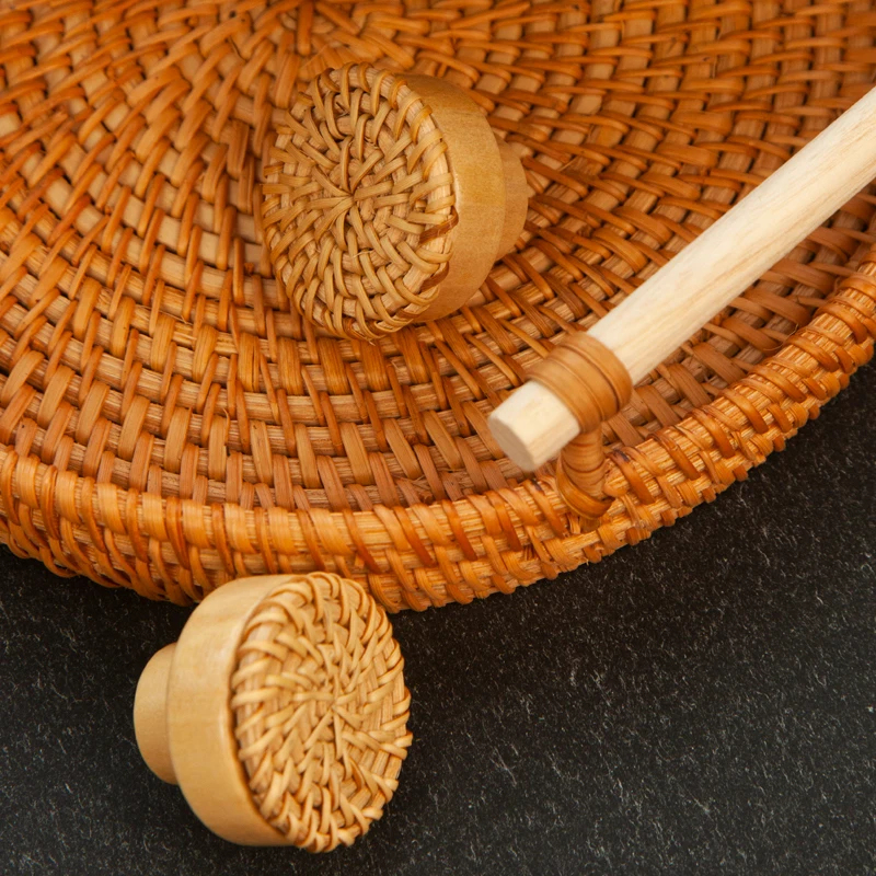 Handmade Wooden Rattan Round Furniture Knobs for Dressers and Cabinets