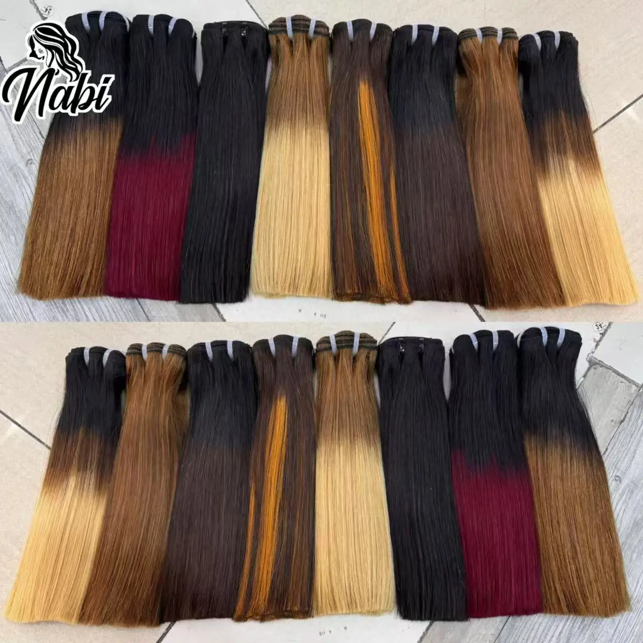 Nabi 16A Double Drawn Hair Bundles Straight Raw Vietnamese Human Hair Unprocessed Bundles Weft 4/27# 99J# Black Women