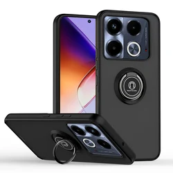 Versatile Rotatable Bracket Phone Case with Car Holder and Finger Ring Cover for Infinix Hot 40 (Black)