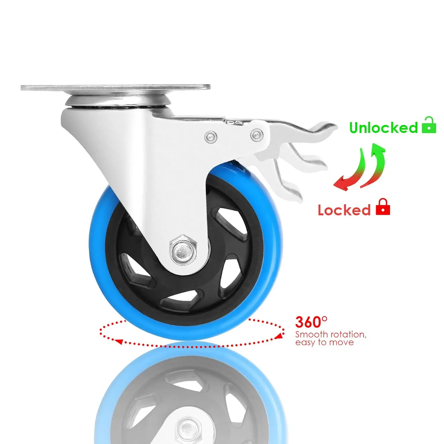 Zwenkwiel geremd 80 kg met elastische rubberband