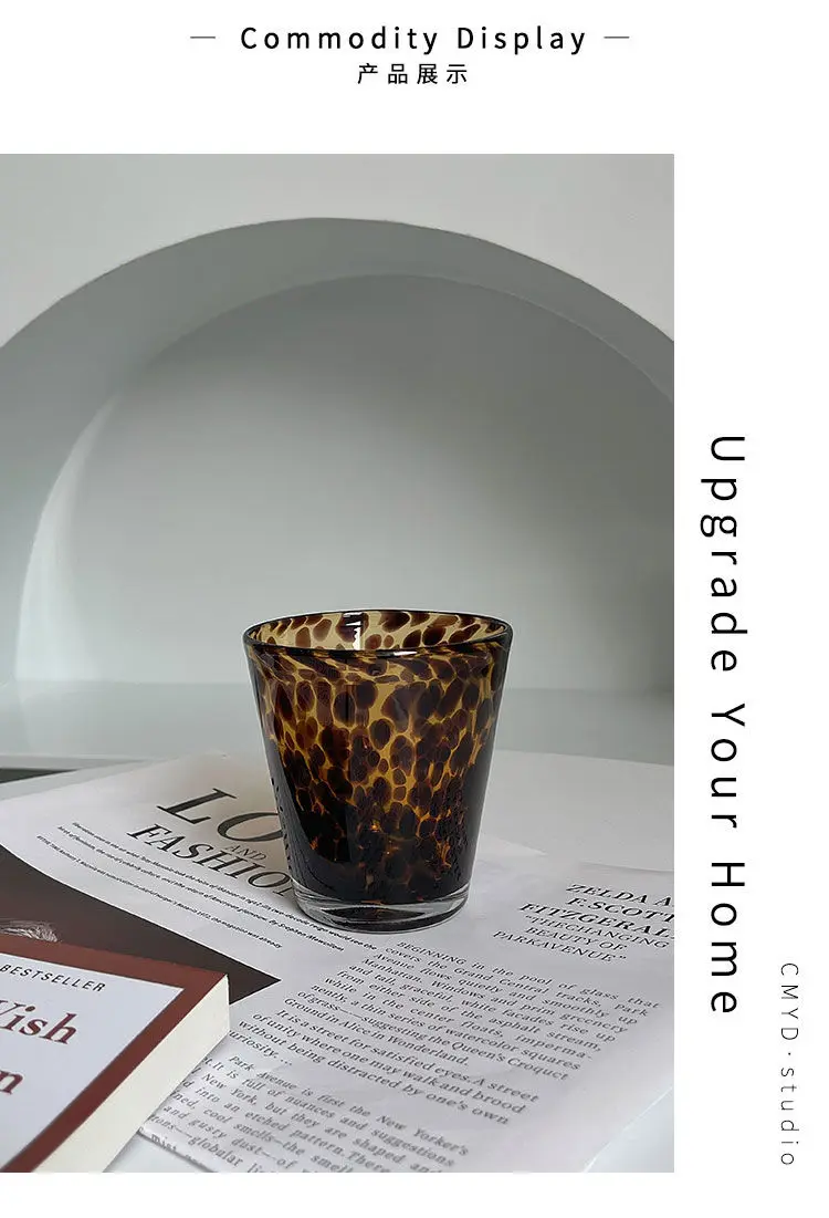Description Picture 3 of itemCreative Leopard Print Glass Medieval Craft Cocktail Whiskey Wine Coffee Milk Cocoa Cup for Wedding Party Drinkware