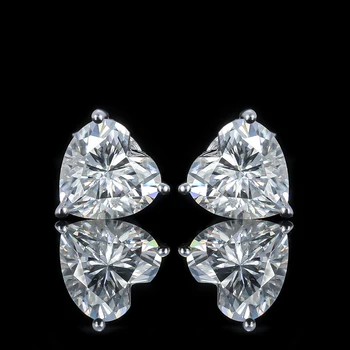 1-4Carat Heart Cut Moissanite Stud Earrings with GRA Certificate 925 Sterling Silver Heart Solitaire Ear Stud for Women Jewelry 2