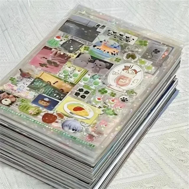 10pcs Glitter Stickers – Transparent PET Cut Film for Scrapbooking, Toploader & Kawaii Journal, Christmas & School Use