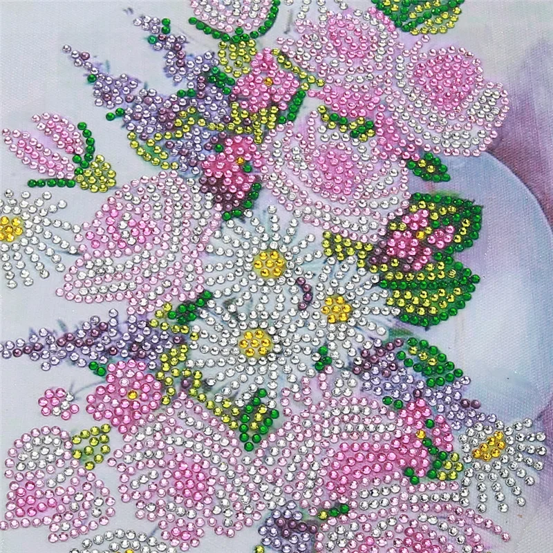 5D DIY Diamond Painting Pink White Flowers Diamond Embroidery Partial Special Shaped Rhinestones Cross Stitch Hobby Home Decor