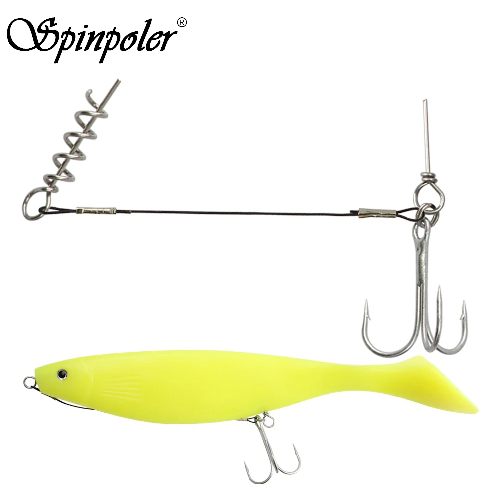 Spinpoler Corkscrew Stinger Shallow Rig System Rubber Fish Single Treble  Hook Wire Trace For Lure Soft Baits Pike Perch Fishing