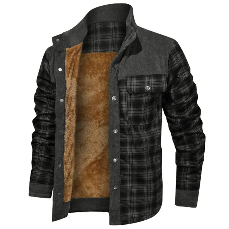 Men's Hooded Fleece Lined Flannel Jacket