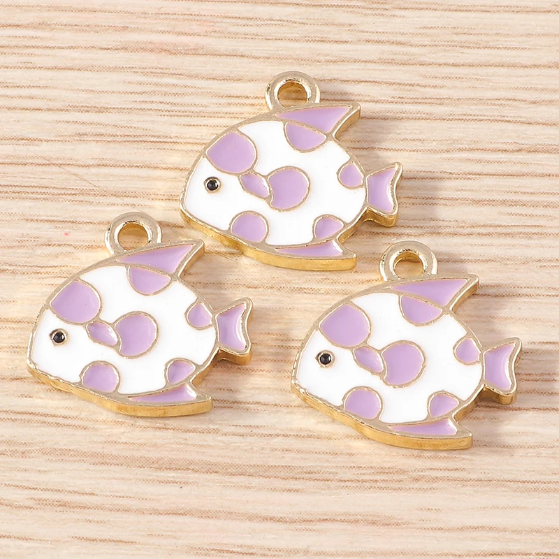 10 stücke Lila Farbe Nette Emaille Tier Eule Katze Vogel Charms Anhänger für Die DIY Ohrringe Halsketten Armbänder Schmuck Erkenntnisse – Detail 13