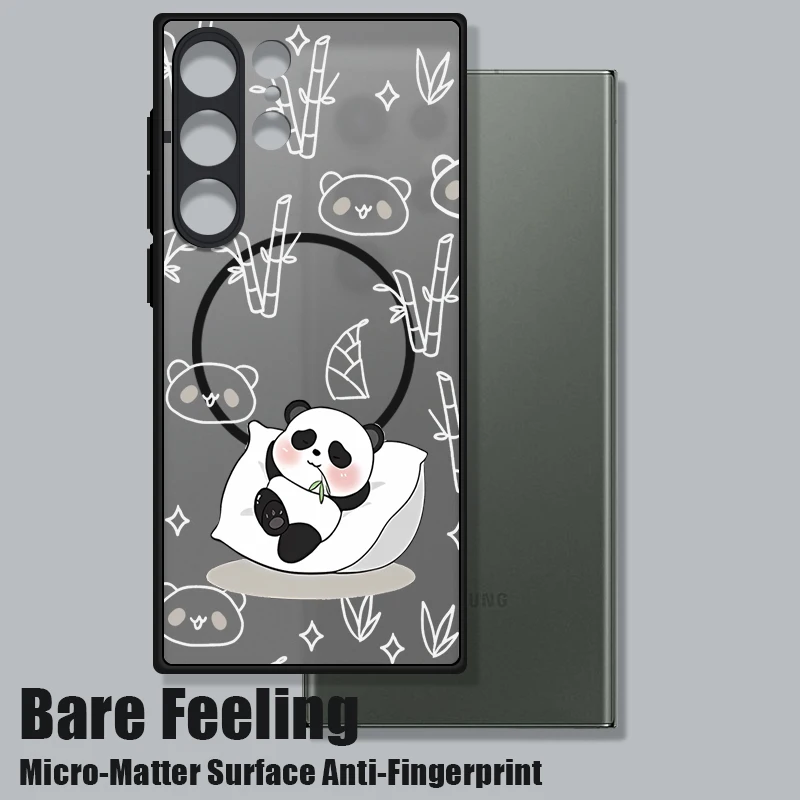 Magnetic Cute Panda Matte Phone Cover