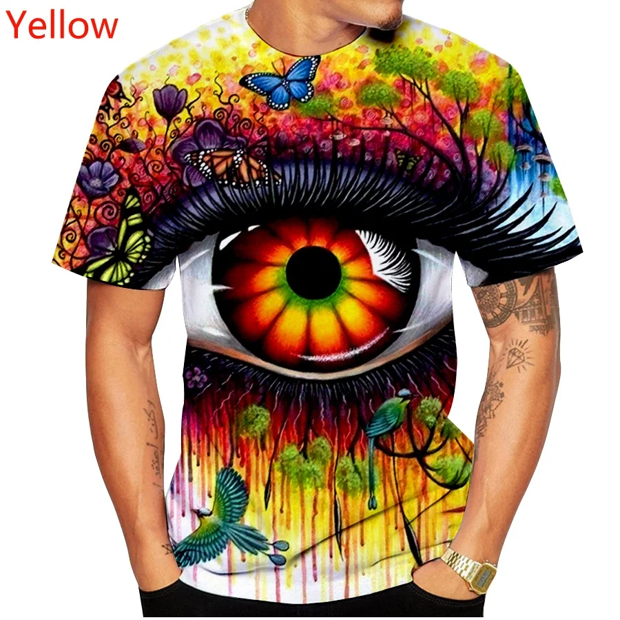 

New Arrival Men's Color Eye Tee Top Tracksuit Casual Short Sleeves 3D Print T-shirt Shorts Streetwear Harajuku Male Clothes