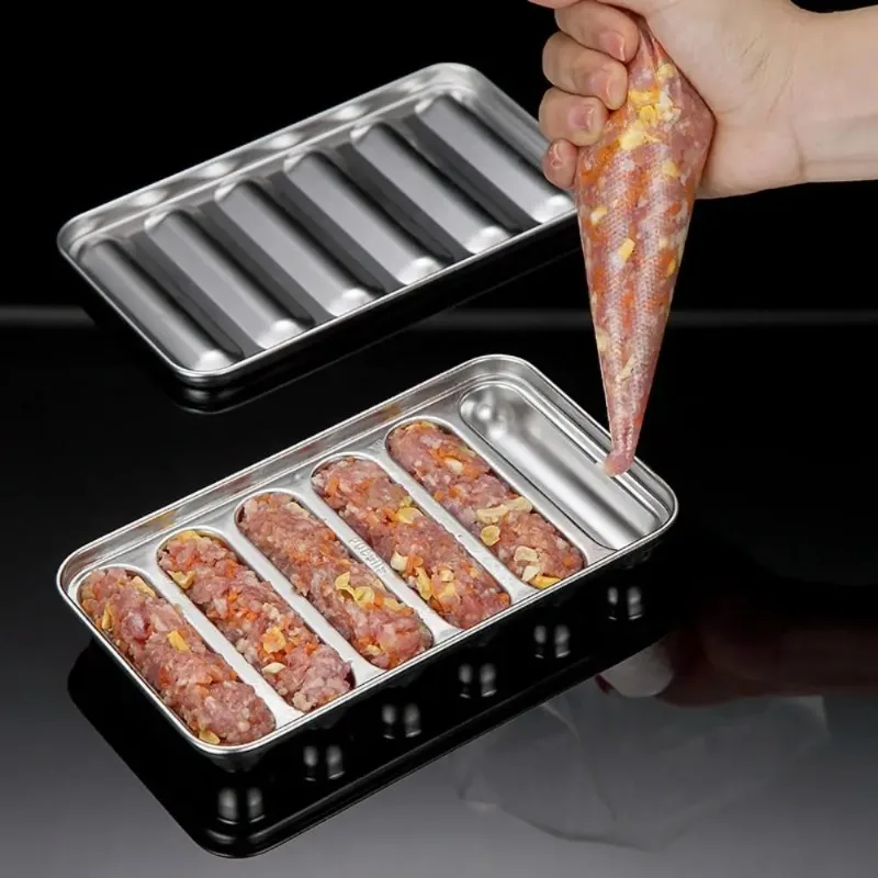 Ham sausage mold microwave oven 6-cavity DIY ham mould stainless steel sausage mold food supplement hotdog maker meat tool