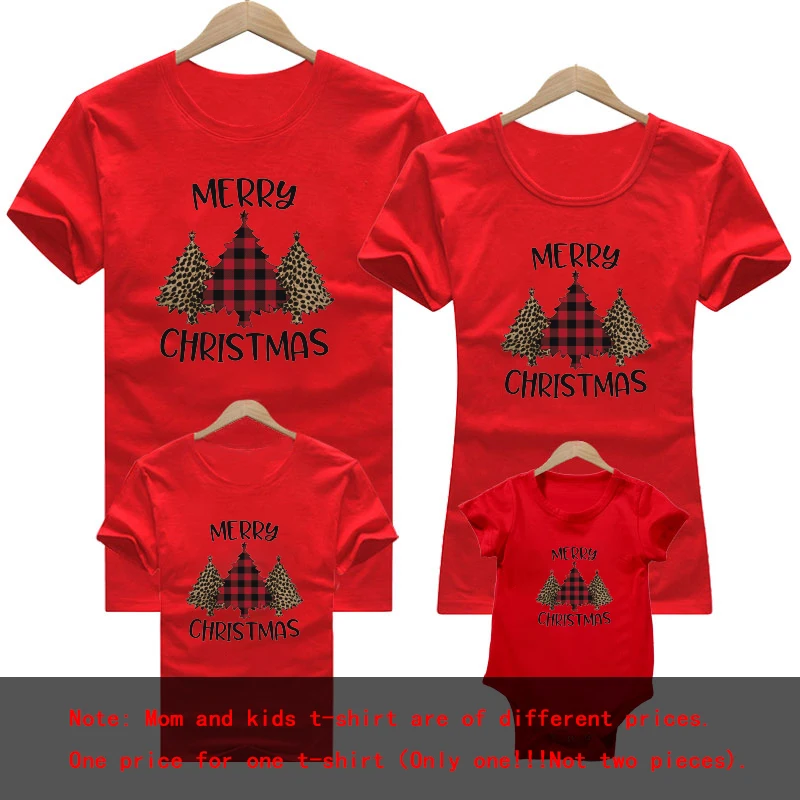 thumbnail image 1 of Conjunto de ropa familiar de algodón de invierno 2023 para Navidad, color rojo, con apariencia familiar navideña, mameluco para bebé, camiseta para madre e hijo, 1 of 5