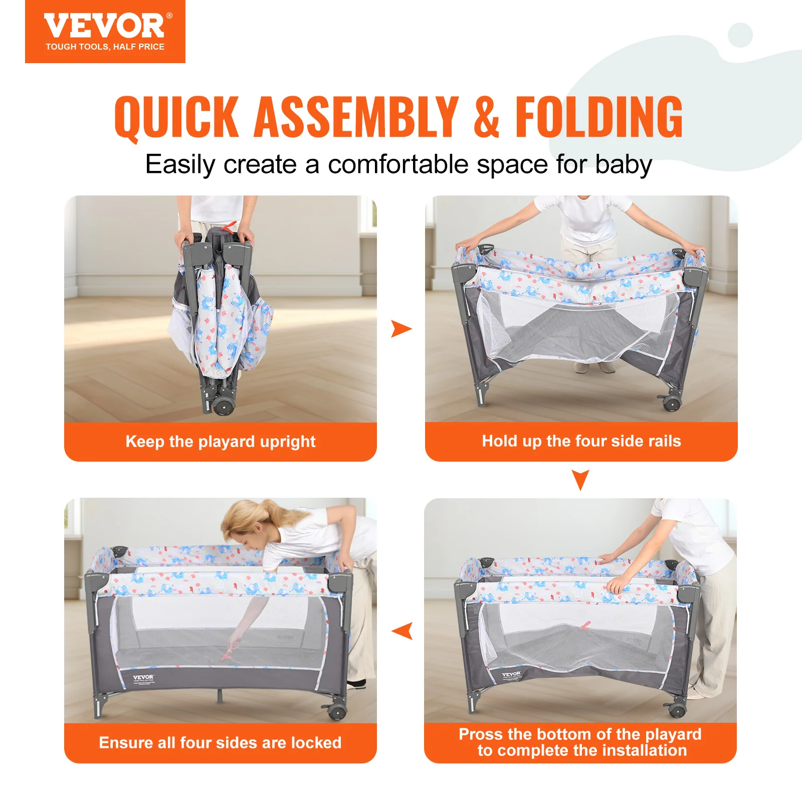Baby Bassinet 77 pounds Load Capacity Easy to Fold Portable Bedside Sleeper Storage Basket Wheels baby bassinet