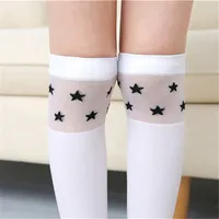 White school girls over the knee high long socks cartoon cat/star/heart/stripe design baby kids child student princess stockings 5