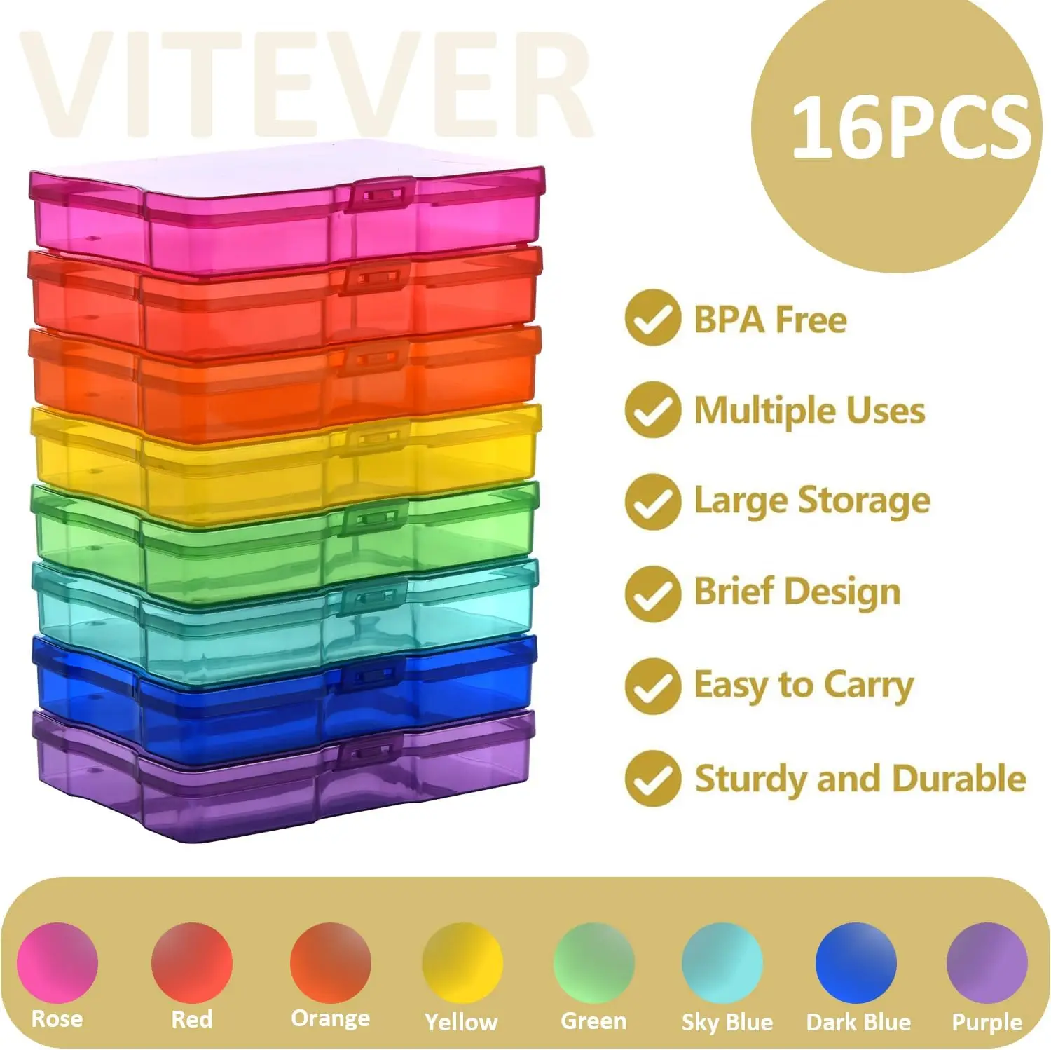 Photo Box Storage 4" x 6" Photo Case and Clear Craft Keeper with Handle-16 Inner Keeper Organizer Cases