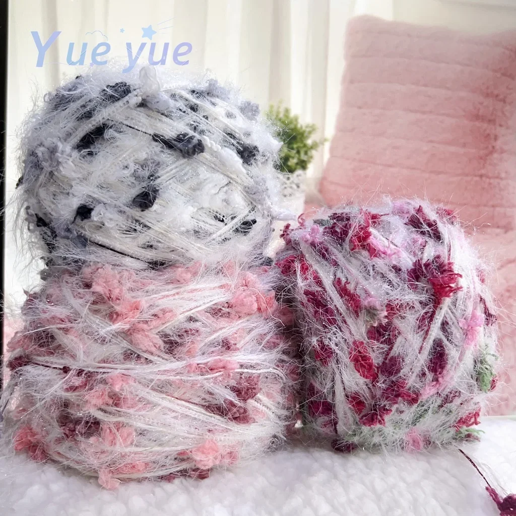 50g Garden Series Hand Mixed Knitting Yarn Green Flower Thread Handmade Crochet Stick Needle Woven Bag Hair Loop Yarn Gift Decor 5