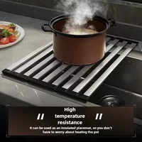 Évier de cuisine, égouttoir à rideaux, en acier inoxydable, Gel de silice, étagère de rangement pliable, étagère filtrante étanche, organisateur 4