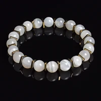 Bracelets en Perles de Labrumen Gris, Pierre Naturelle et Hématite Dorée, Tranche Carrée, Pierre de Lune, Bijoux de Haute Qualité, pour Homme et Femme 3