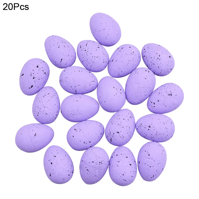 20/50Pcs Foam Easter Eggs Happy Easter Decorations Painted Bird Pigeon Eggs DIY Craft Kids Gift Favor Home Decor Easter Party 20pcs-Purple