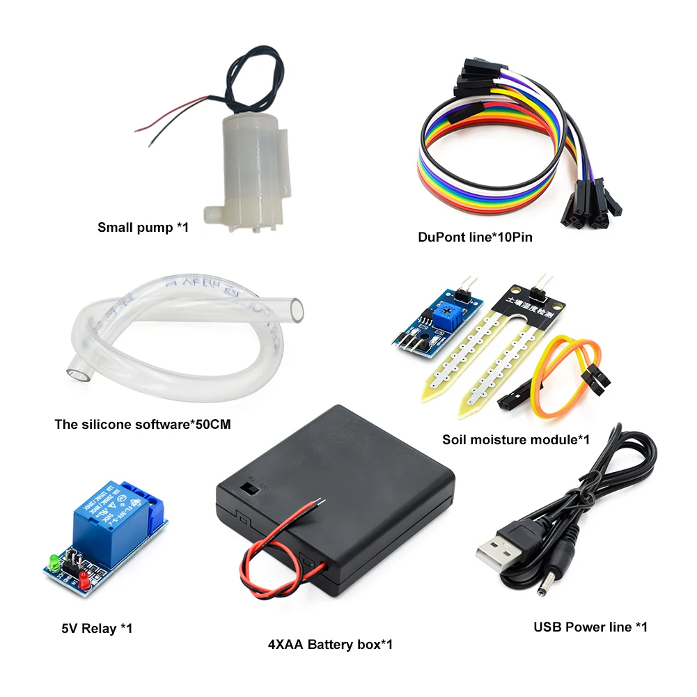 자동 관개 모듈 DIY 키트 토양 수분 감지 세트 토양 수분 센서 릴레이 모듈 Arduino 용 미니 워터 펌프