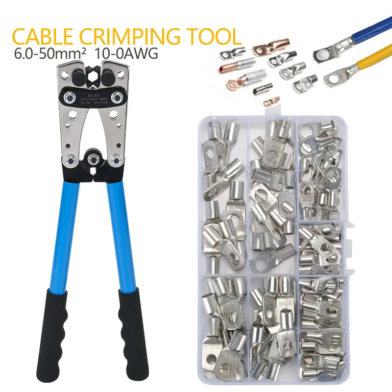 

B50 Crimping Plier 6-50mm² AWG 10-0 Tube Terminal Crimper Hex Cable Battery Terminals Lug Crimping tool Cable Terminal Plier HX