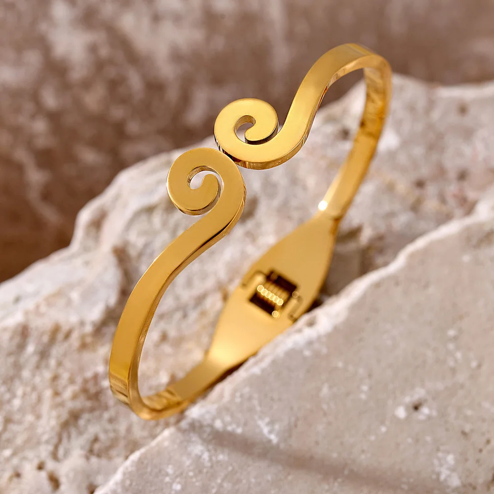 Wukong Gold Plated Bangle Bracelet For Women Stainless Steel Ethnic Waterproof Luxury Charm Couple Jewelry Gift 5