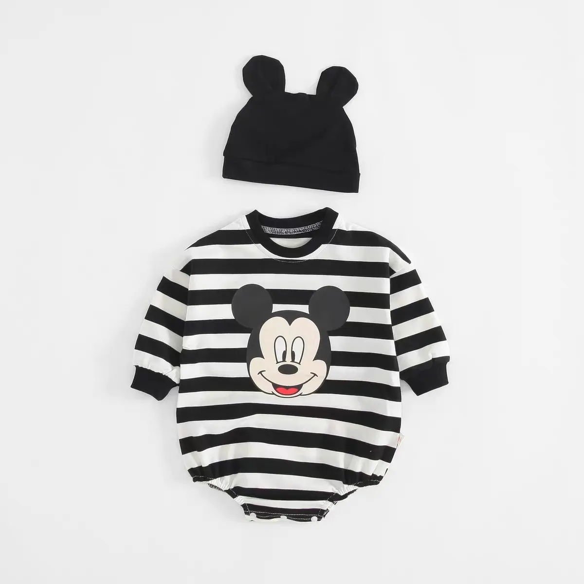 Cotton New Born Baby Climb Clothes Long Sleeve Jumpsuit Infant Costume Baby Girl Boy Striped Mickey Toddler Pajamas Onesie 3