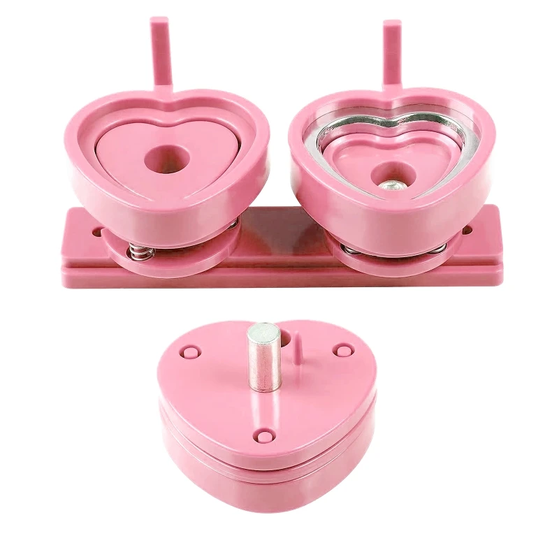 57*53mm Pink Button Badge Maker Machine Interchangeable Die Mould Heart Shape Badge Punching Die DIY Badges Gifts Green