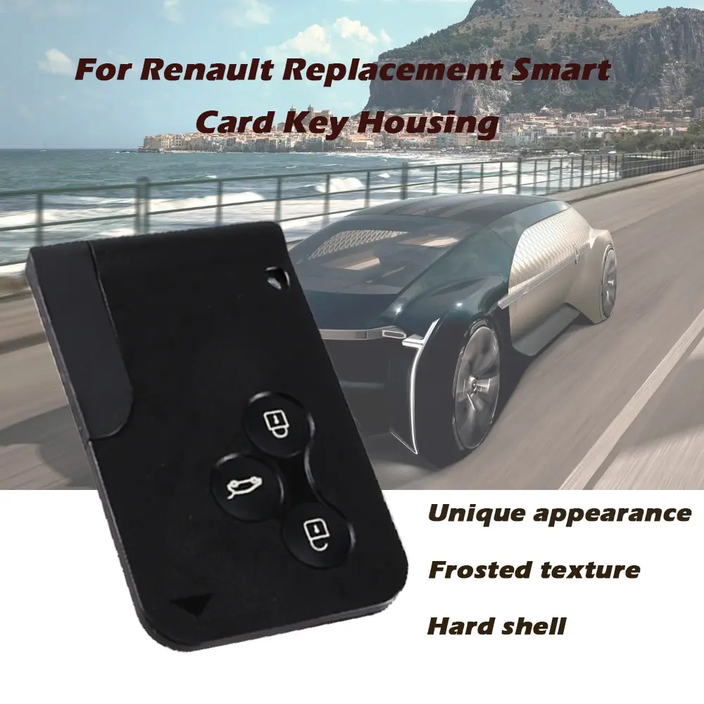 Renault Replacement 3-Button Smart Card Key Housing with Integrated Small Key