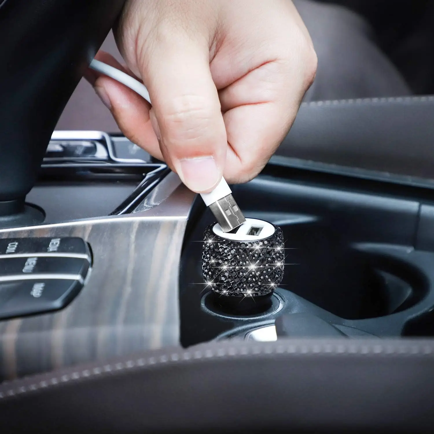Rhinestone Dual USB Car Charger for iPhone Samsung