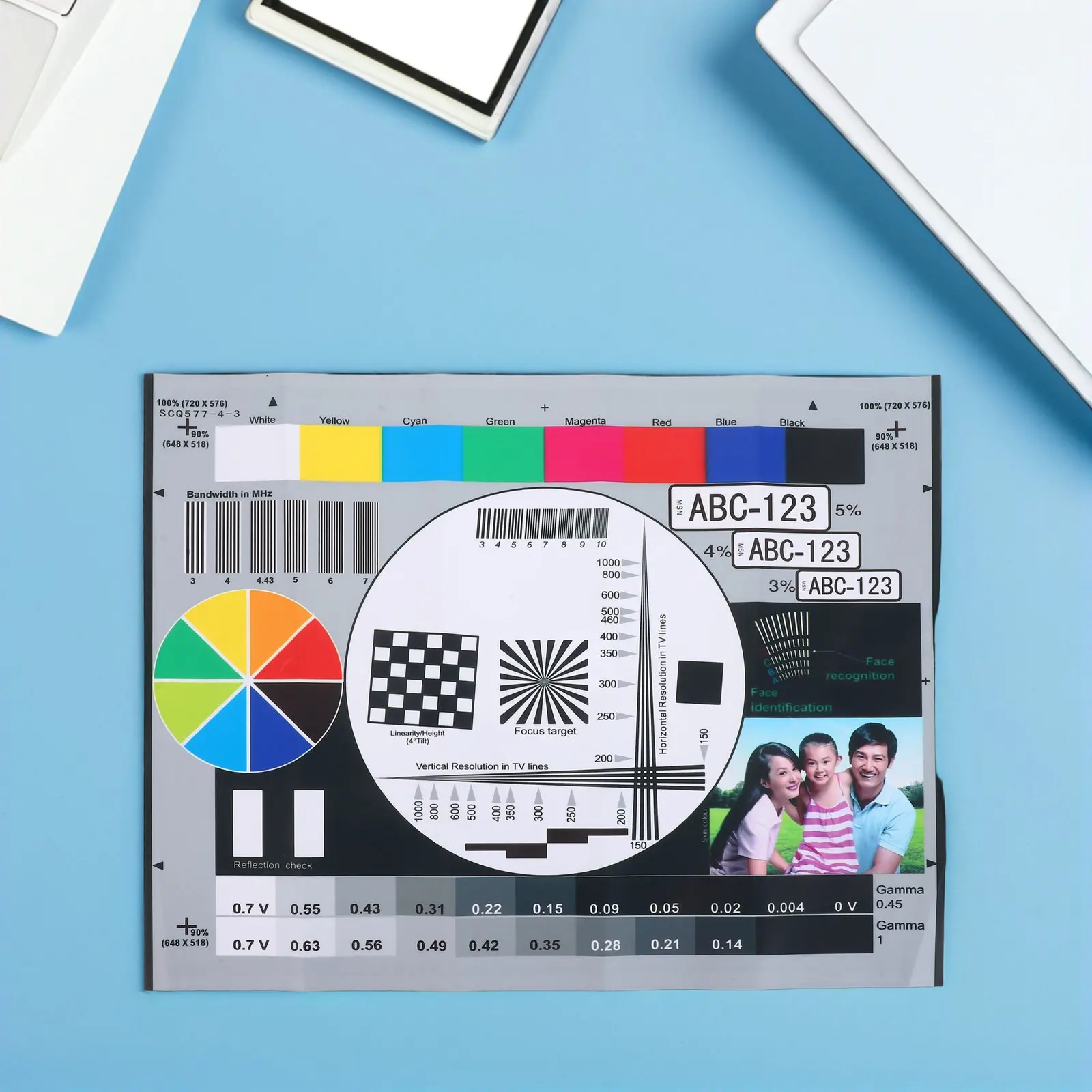 모니터 교정 도구 16x12.6 컬러 교정 컬러 휠 차트 고해상도 디스플레이 테스트 카드 렌즈 초점 조정