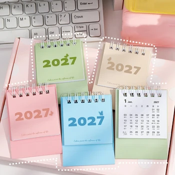 Calendario da scrivania mensile vintage minimalista 2027 con note memo per la pianificazione di casa, ufficio e scuola