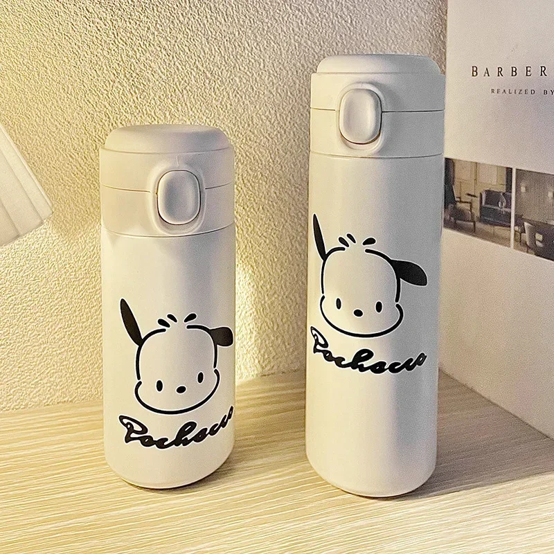 New Miniso Sanrio 420Ml Kids Thermos Mug Anime Cartoon Kuromi Pochacco Bottiglia D'Acqua Termica In Acciaio Inossidabile Regalo Di Natale