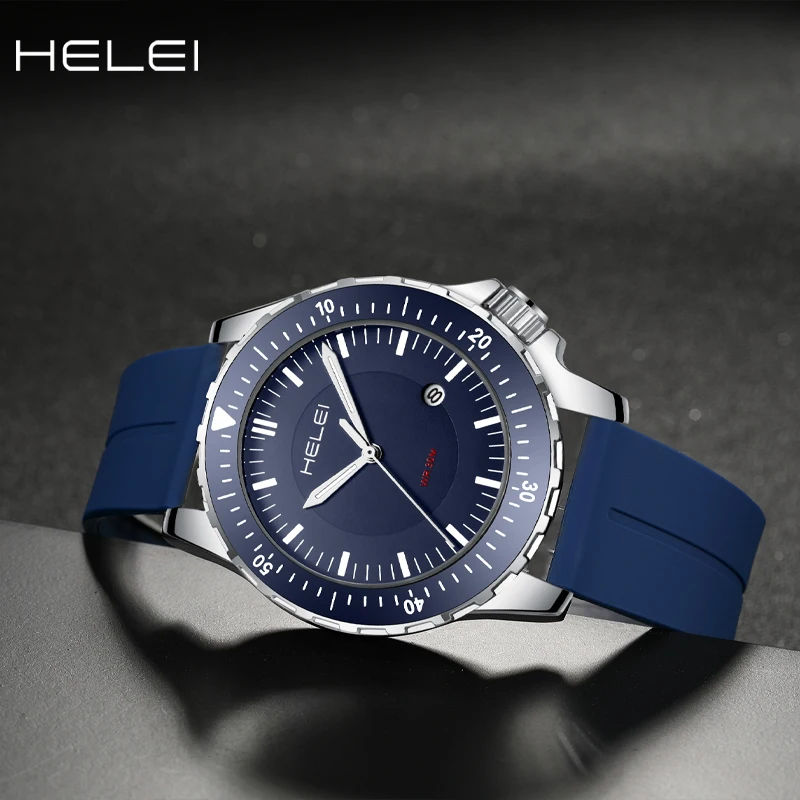 HELEI new simple personality jazz series quartz movement 2024 men's quartz watch men's waterproof wristwatch