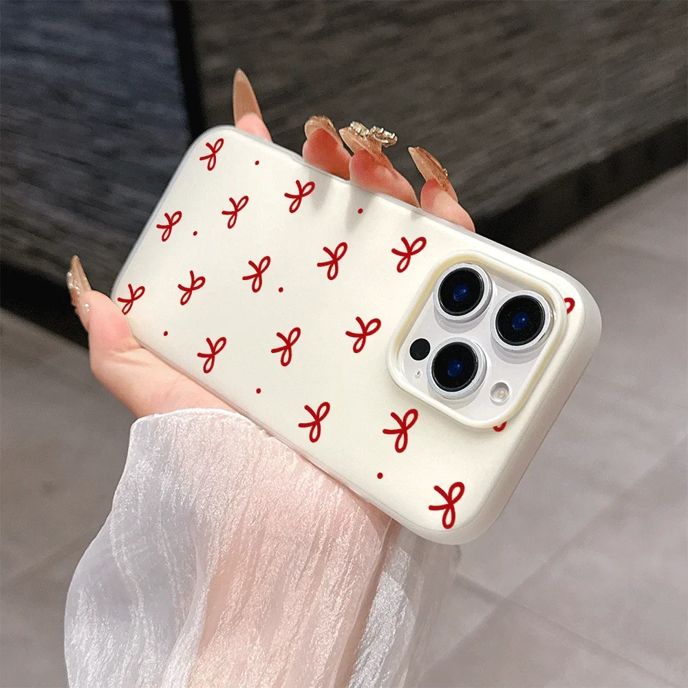 Elegant Heart Bow Candy Shell Phone Case - 2-in-1 Protection