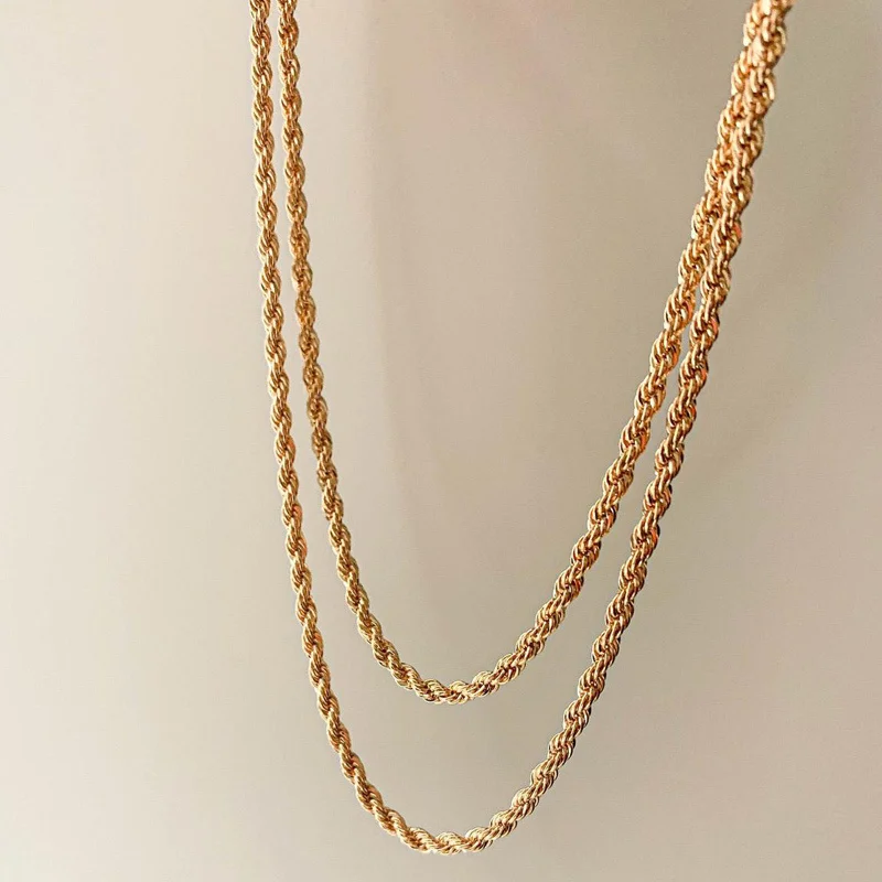 2021 Hot Fashion Rope Chain Women Necklace Stainless Steel Gold Color Chain Necklace For Women Jewelry Gift
